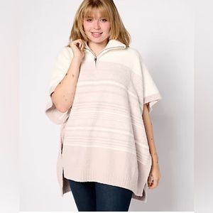 Barefoot Dreams CozyChic Striped Poncho NWT OS